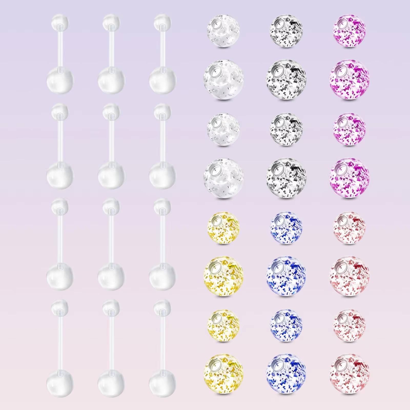 Body Jewelry Replacement Ball - 12pcs 14G Acrylic Clear Navel Piercings