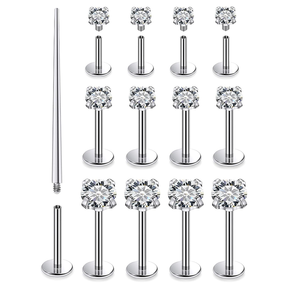 Body Jewelry Flat Back - 13 PCS Labret Piercing Set Surgical