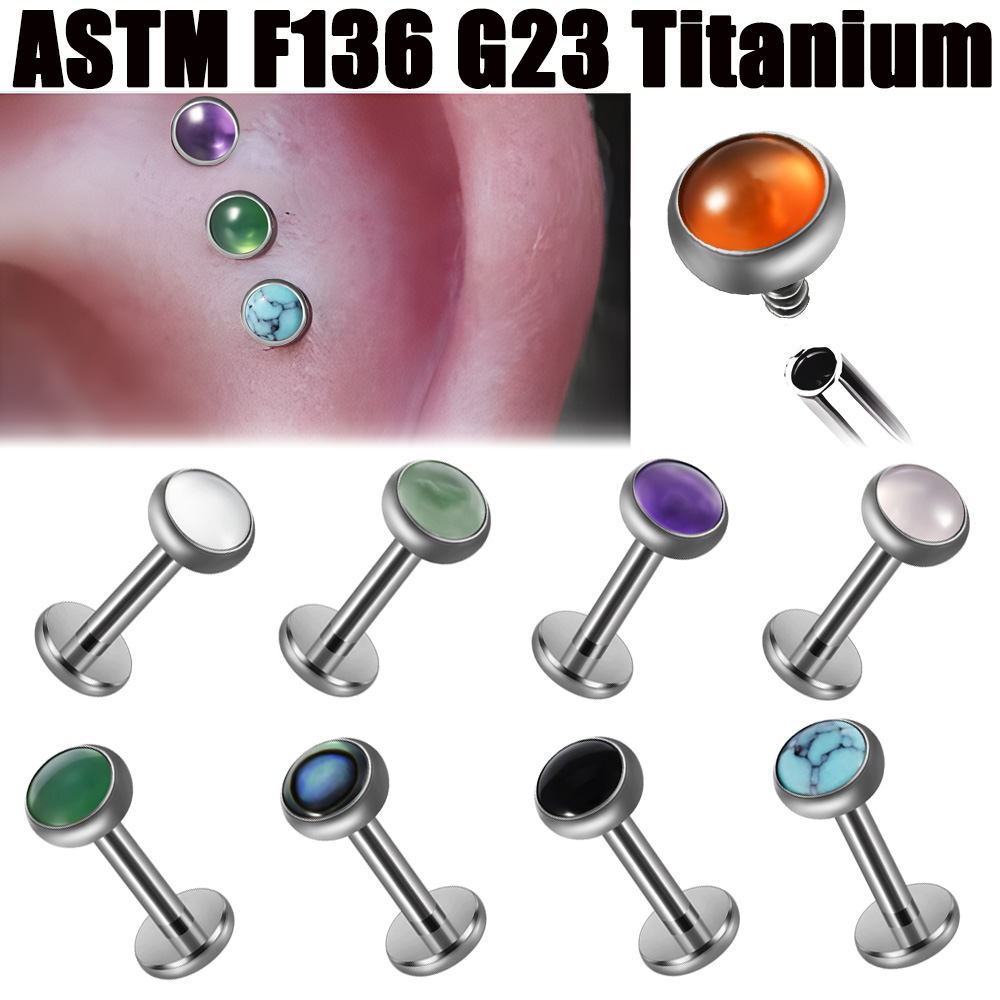 Body Jewelry Flat Back - 1PC 16g G23 Titanium Crystal&Stone&Shell Flat