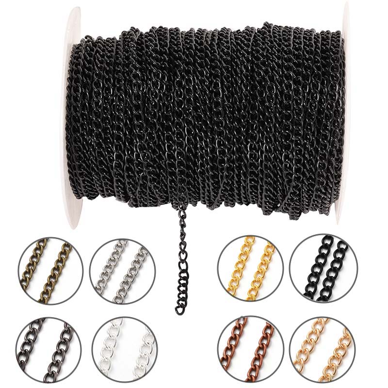 Body Jewelry Necklace - 2Meters 2.5/3.5/4.5mm Metal Flat Oval Extension