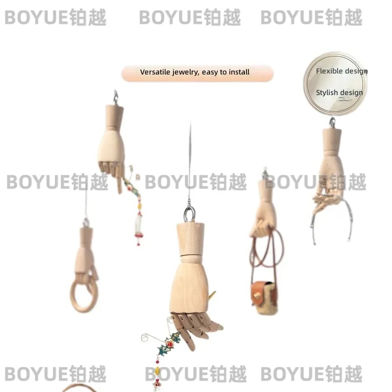 Body Jewelry In Store - Solid Wood Hand Model Ring Display