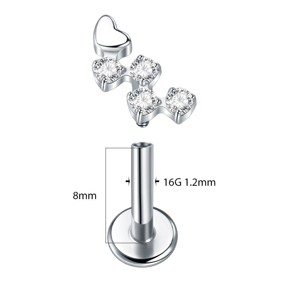 1Pc Titanium Flower Zircon Lab - огляд і ціна Body Jewelry Flat Back