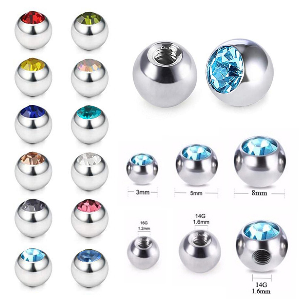 60pcs Stainless Steel CZ Cryst - огляд і ціна Body Jewelry Replacement Ball