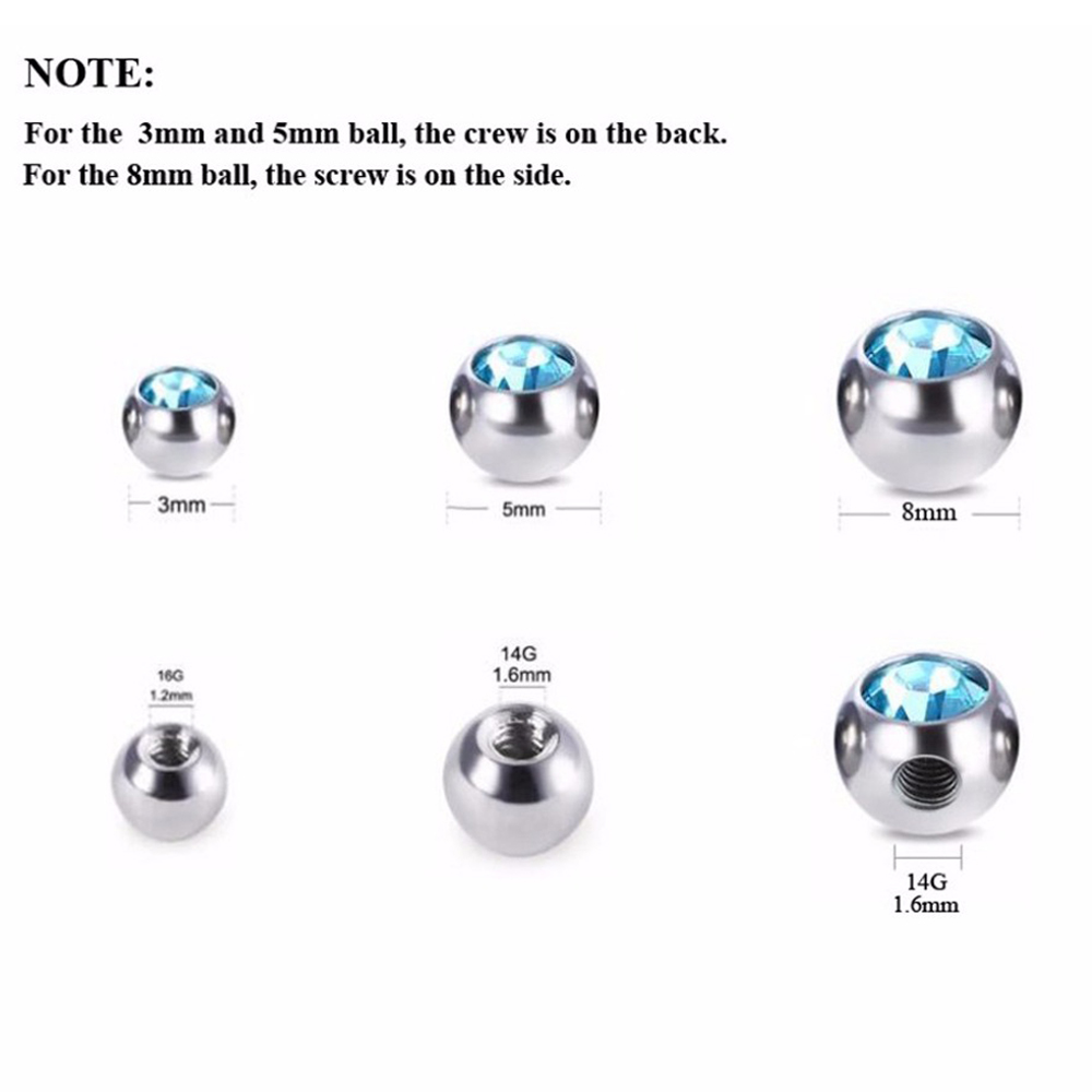 60pcs Stainless Steel CZ Cryst - огляд і ціна Body Jewelry Replacement Ball