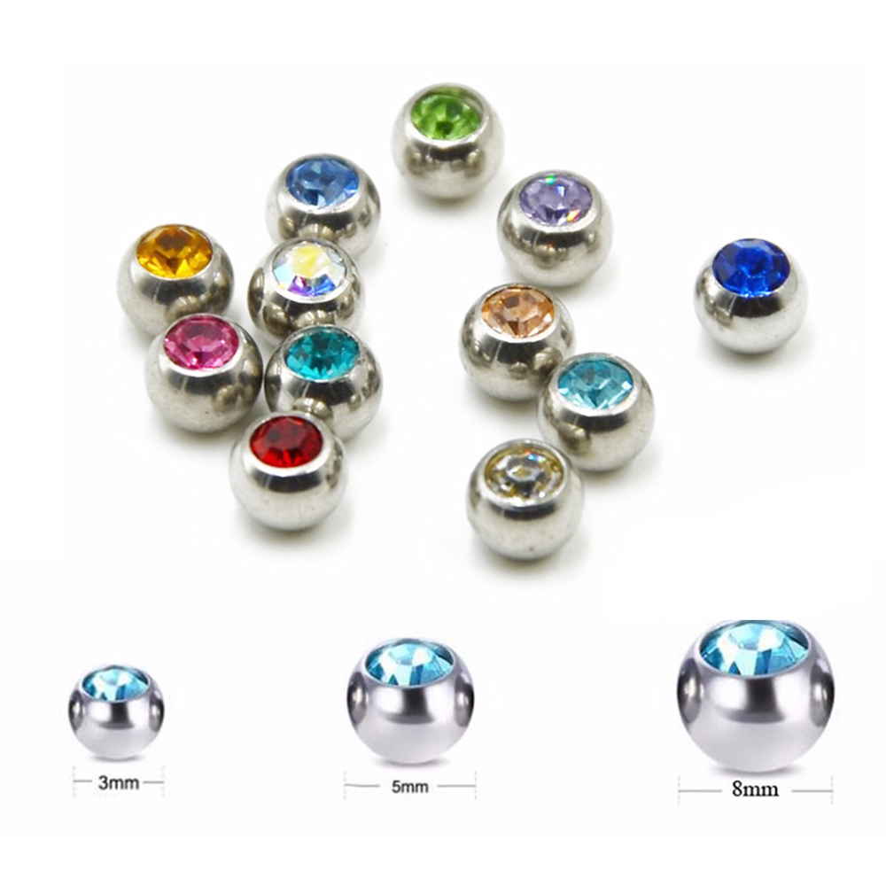 60pcs Stainless Steel CZ Cryst - огляд і ціна Body Jewelry Replacement Ball