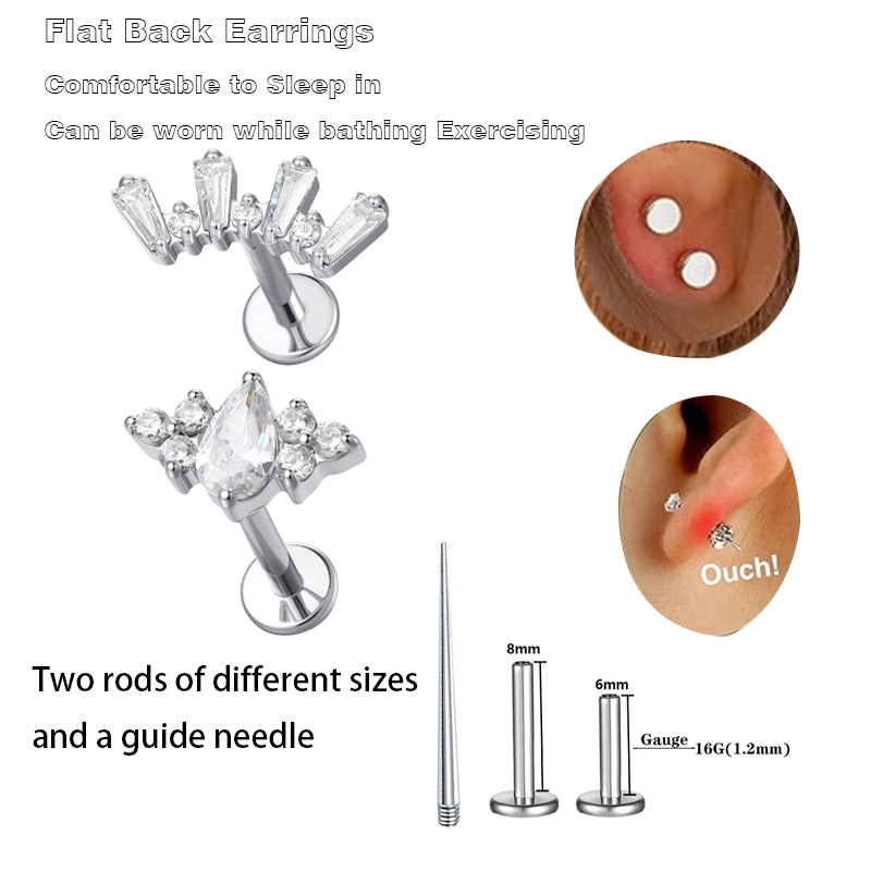 1 Pcs ASTM Titanium Helix Pier - огляд і ціна Body Jewelry Flat Back