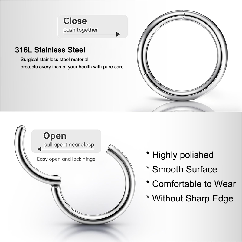 16G 316L Surgical Steel Hinged - огляд і ціна Body Jewelry Lip Ring