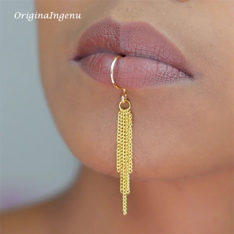 14K Gold Filled Chain Lip cuff - огляд і ціна Body Jewelry Lip Ring