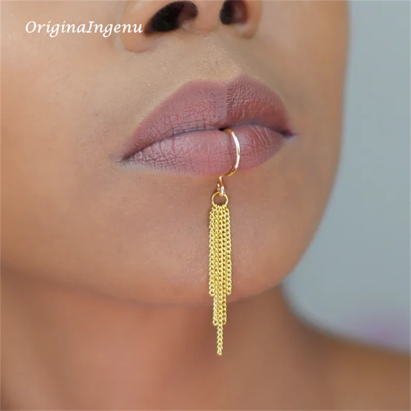 14K Gold Filled Chain Lip cuff - огляд і ціна Body Jewelry Lip Ring