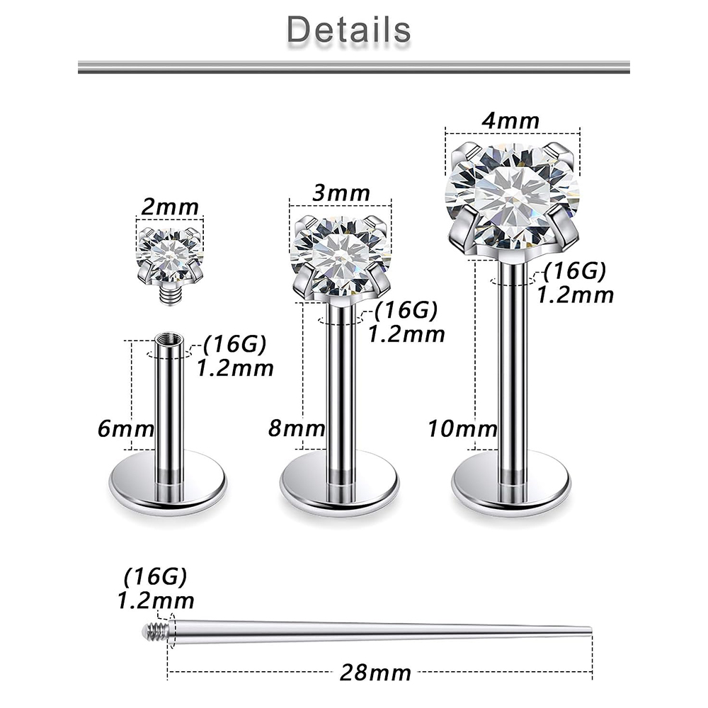 13 PCS Labret Piercing Set Sur - огляд і ціна Body Jewelry Flat Back