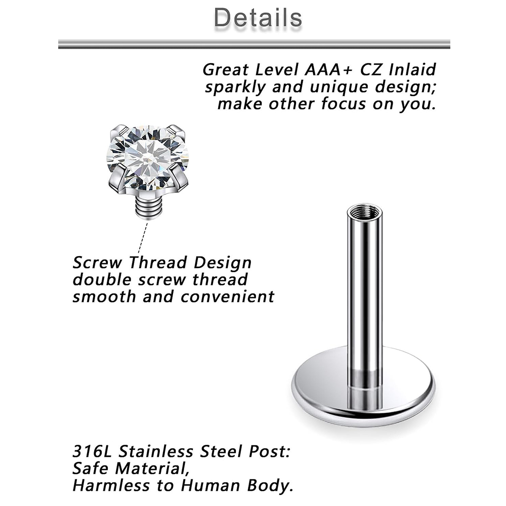 13 PCS Labret Piercing Set Sur - огляд і ціна Body Jewelry Flat Back