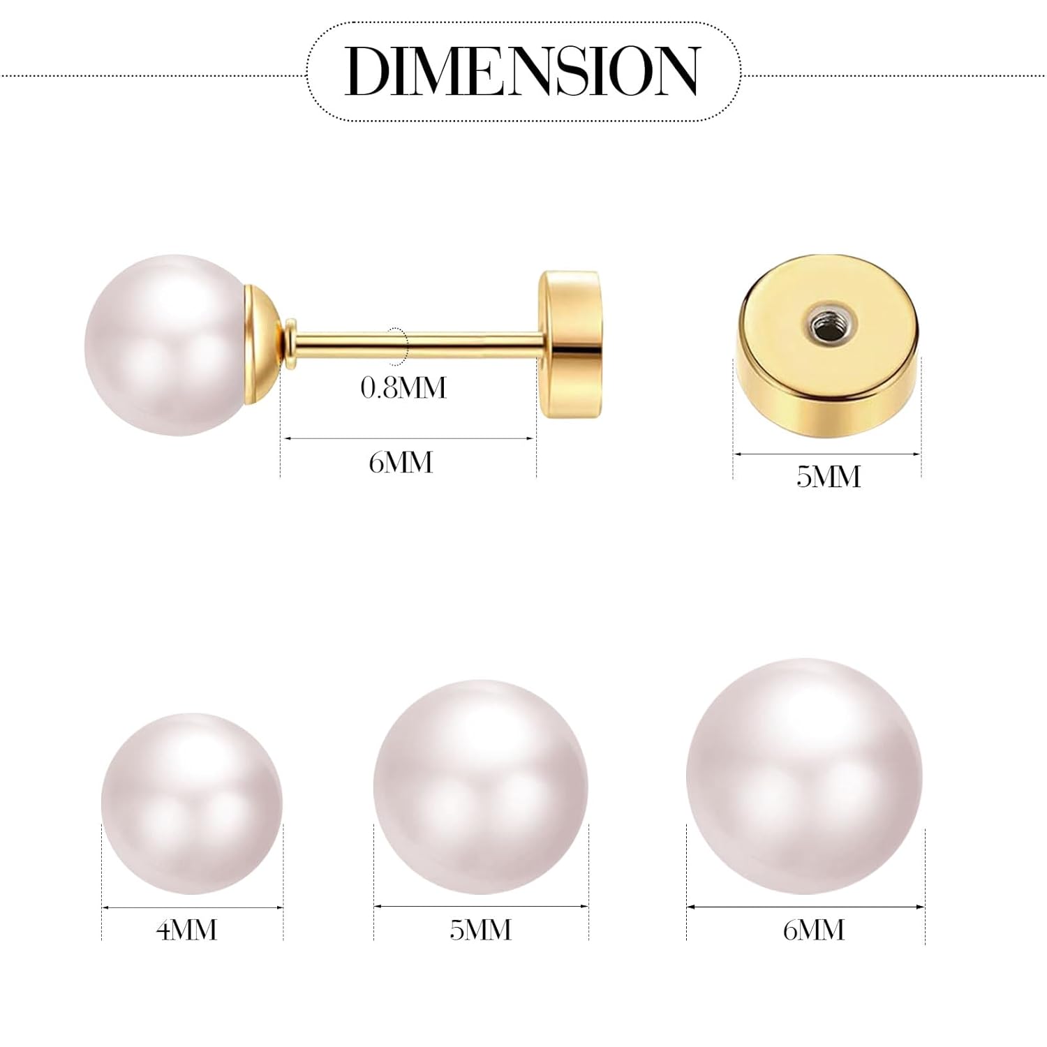 3 Pairs Tiny Pearl Stud Earrin - огляд і ціна Body Jewelry Flat Back
