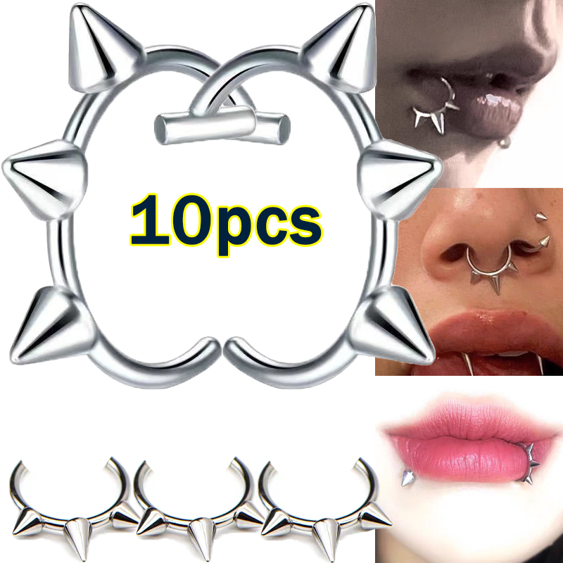 10pcs Punk Nose Ring One Nail  - огляд і ціна Body Jewelry Lip Ring