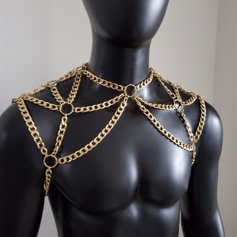 Punk Men Shoulder Body Chain B - огляд і ціна Body Jewelry Necklace