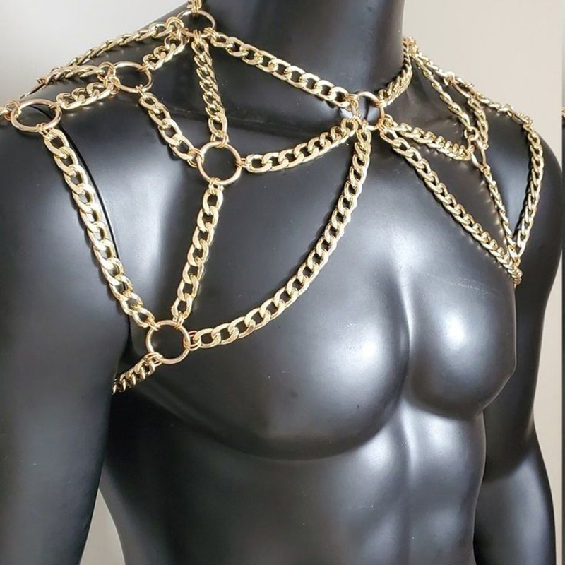 Punk Men Shoulder Body Chain B - огляд і ціна Body Jewelry Necklace
