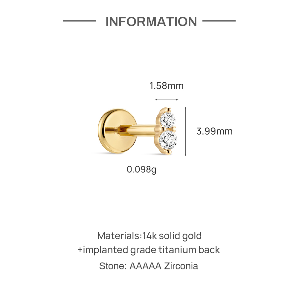 CANNER 1PC 14K Solid Gold Doub - огляд і ціна Body Jewelry Flat Back