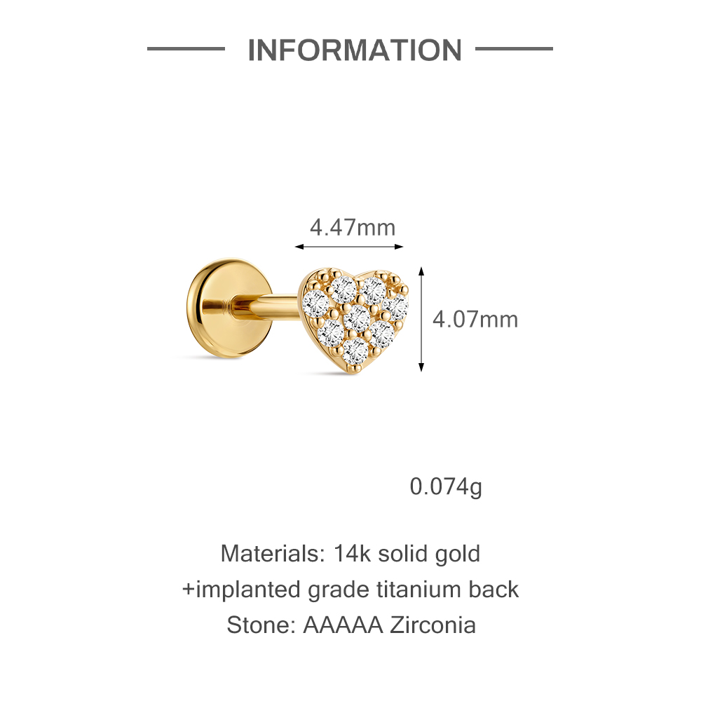 CANNER 14K Solid Gold Heart Fl - огляд і ціна Tragus Flat Back