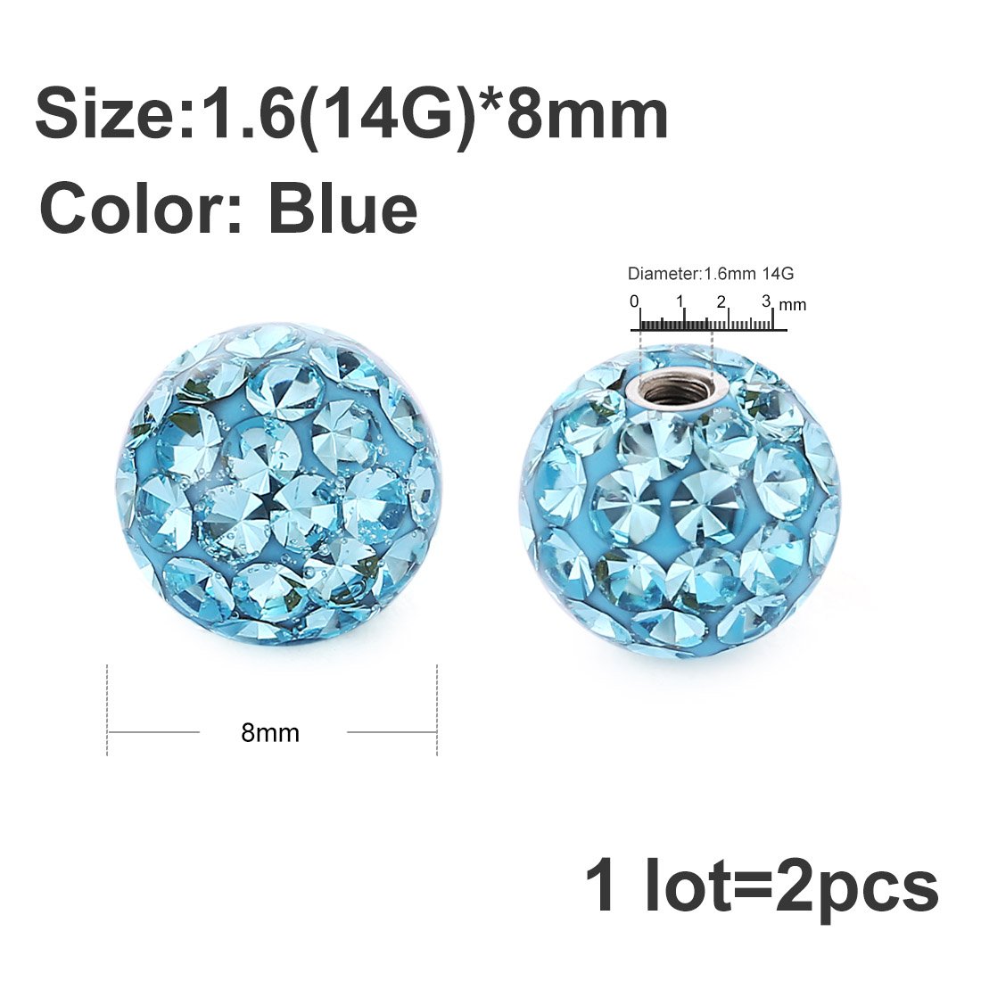2 Pcs 14G 16G Surgical Stainle - огляд і ціна Body Jewelry Replacement Ball