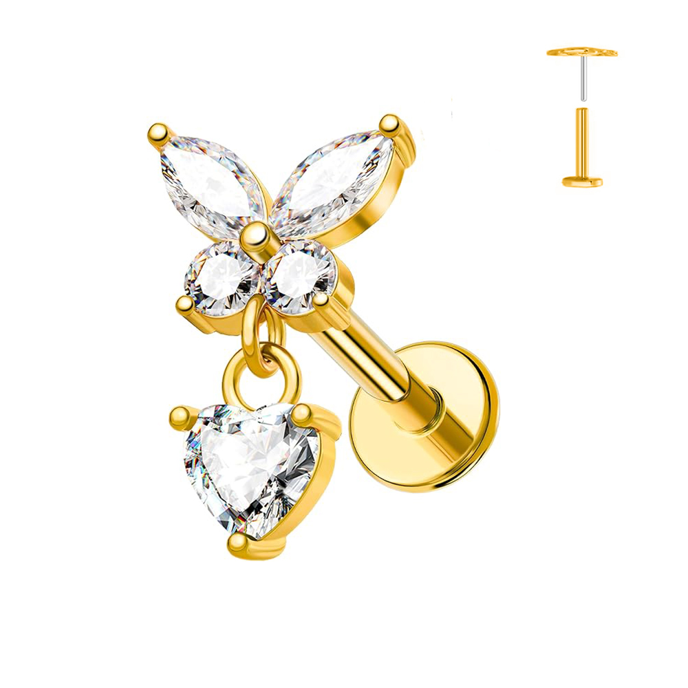 1PC Butterfly Heart Pendant Pi - огляд і ціна Body Jewelry Flat Back