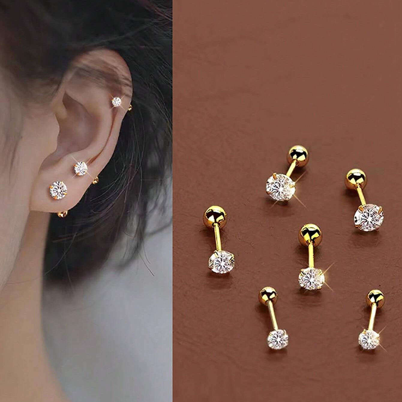 6pcs/Set Stainless Steel Cubic - огляд і ціна Body Jewelry Flat Back