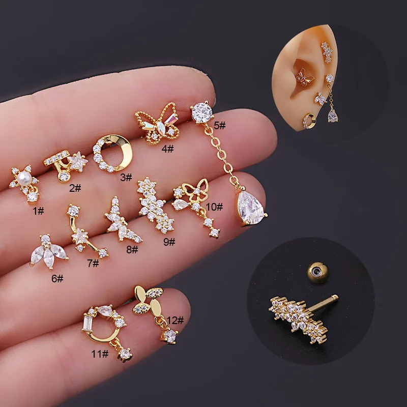 16G Tragus Helix Conch Piercin - огляд і ціна Tragus Flat Back