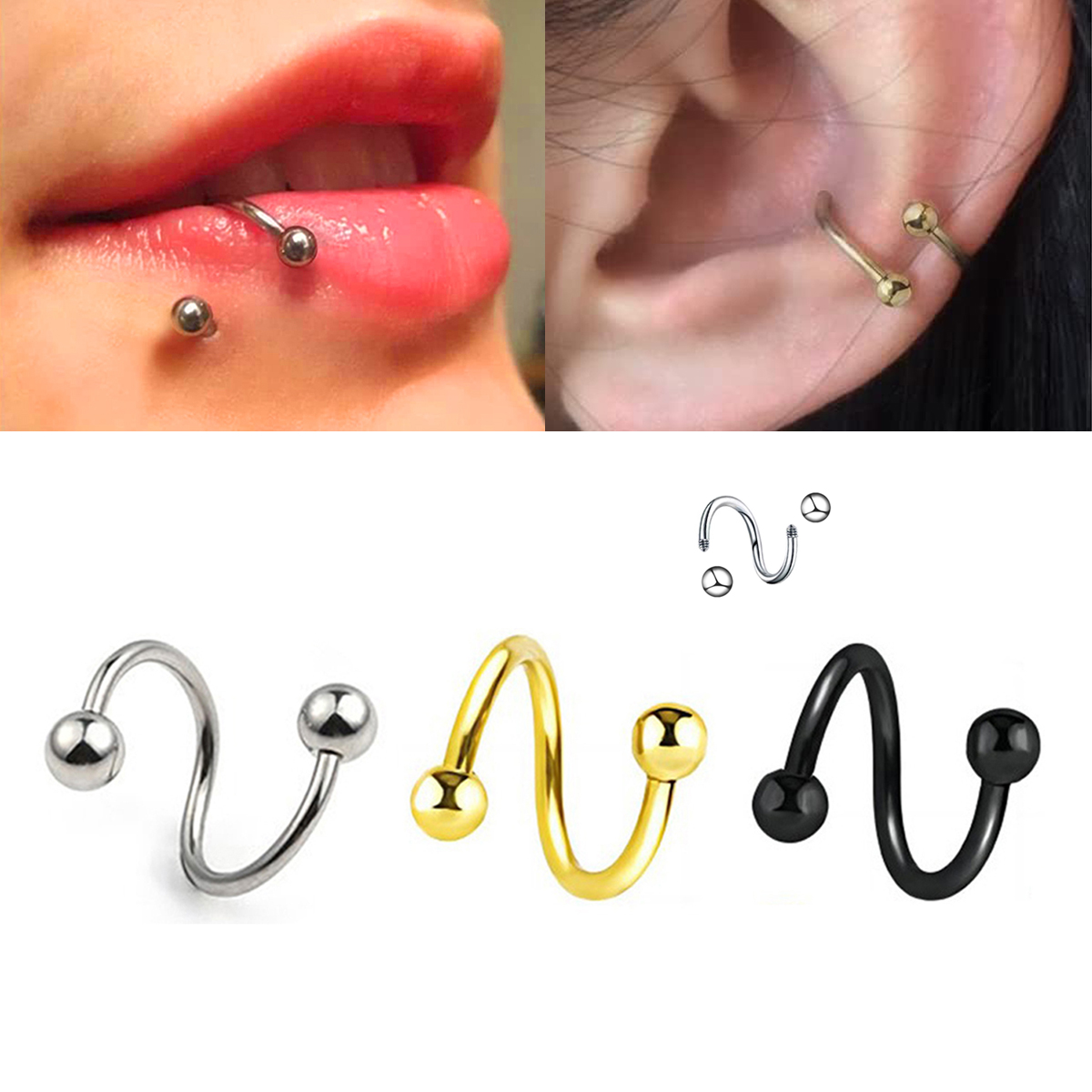 Women's Spiral Earrings Pierci - огляд і ціна Body Jewelry Lip Ring