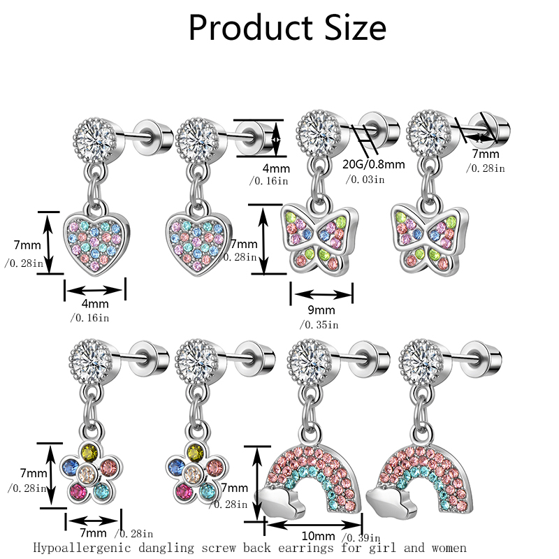 1/4 Pairs Hypoallergenic Dangl - огляд і ціна Tragus Flat Back
