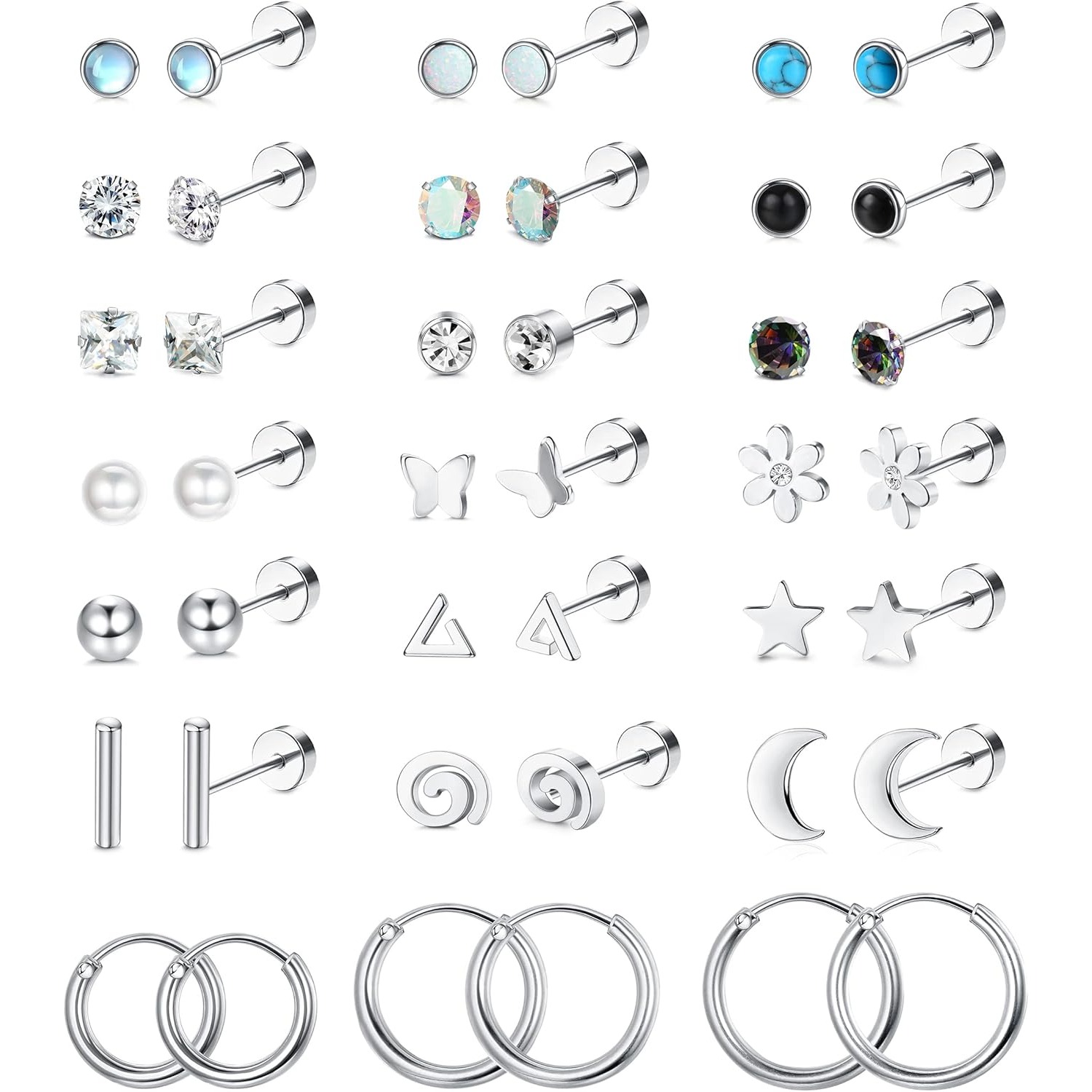 FASACCO 1 Pair Surgical Steel  - огляд і ціна Body Jewelry Flat Back